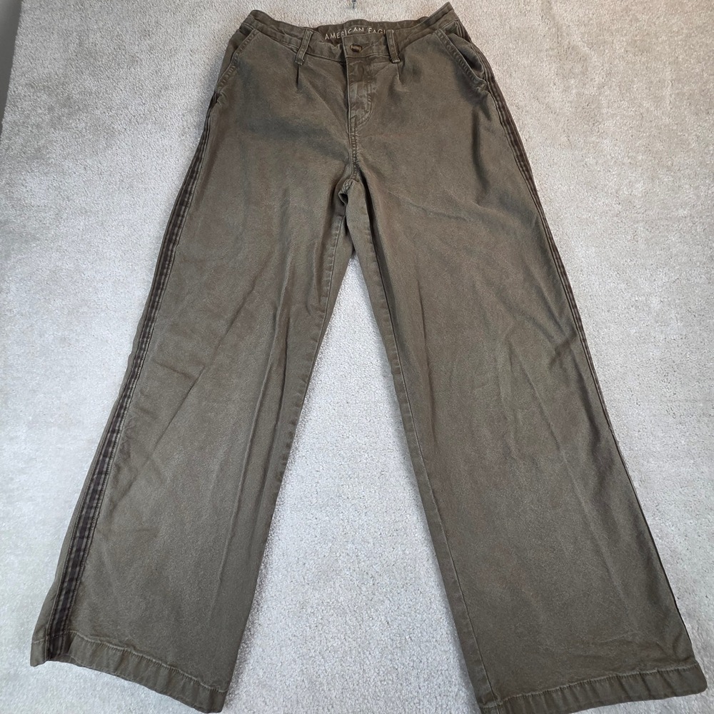 American Eagle Ziegler Sisters High Rise Baggy Wide Leg Pants Olive Size 4
